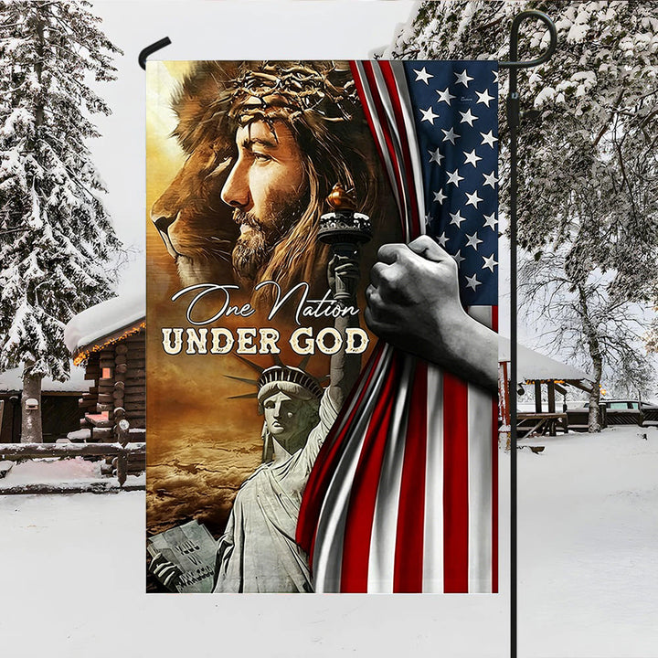 Christianartworkshop Una nazione sotto Dio Gesù Leone Bandiera del Liberty Garden: un simbolo di fede e patriottismo - image 4