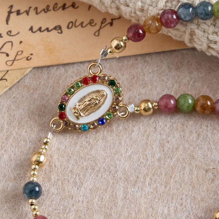 Braccialetto rosario magnetico in agata fragola Christianartworkshop : emblema di grazia divina e purezza - image 23