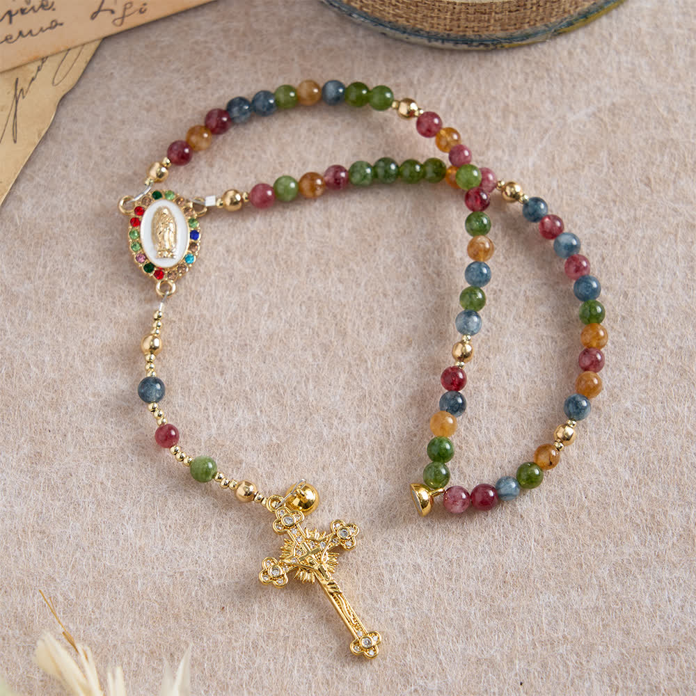 Braccialetto rosario magnetico in agata fragola Christianartworkshop : emblema di grazia divina e purezza - image 19