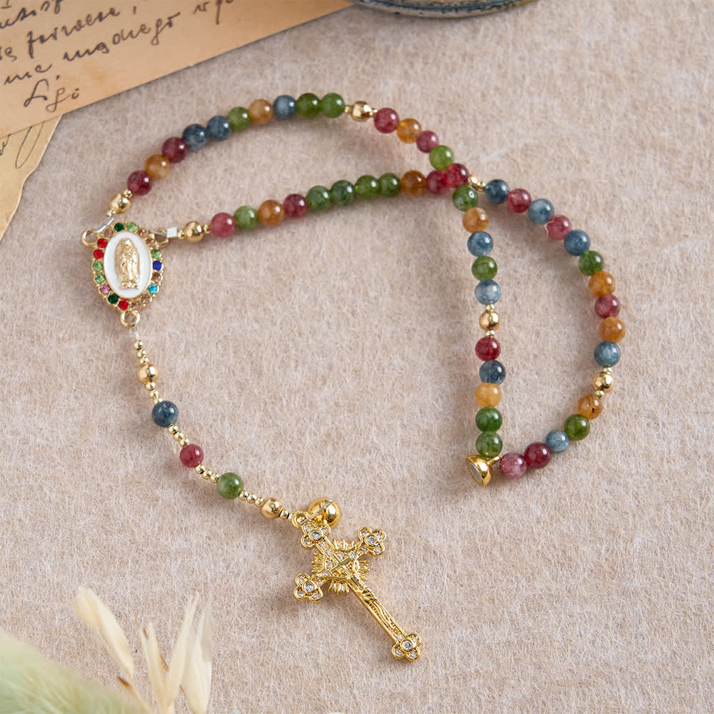 Braccialetto rosario magnetico in agata fragola Christianartworkshop : emblema di grazia divina e purezza - image 21