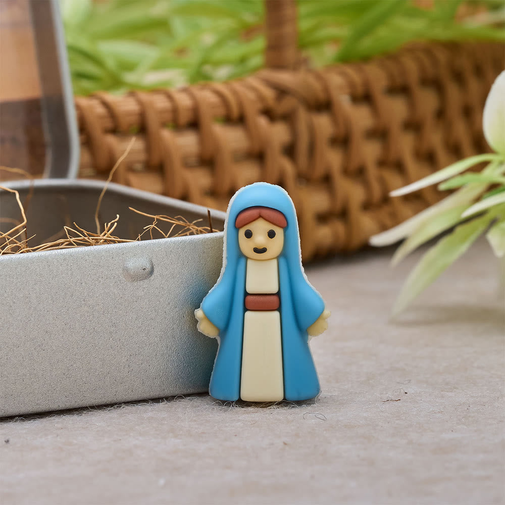 Christianartworkshop Set di statuine in miniatura del presepe con scatola di latta portatile: un simbolo della storia del Natale. - image 3
