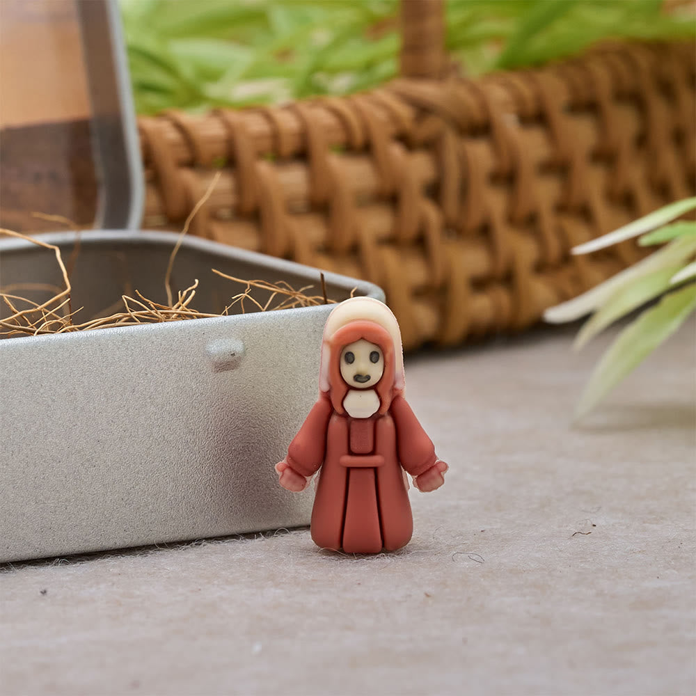 Christianartworkshop Set di statuine in miniatura del presepe con scatola di latta portatile: un simbolo della storia del Natale. - image 2