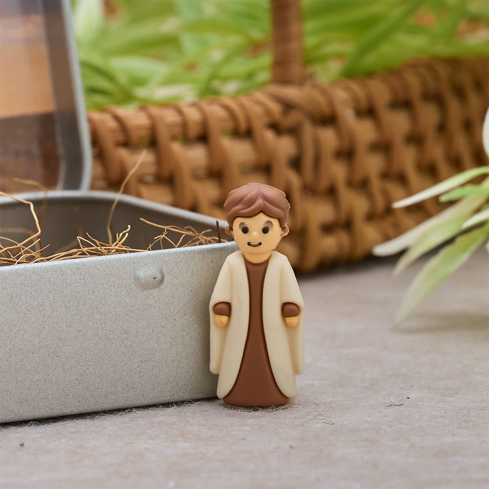 Christianartworkshop Set di statuine in miniatura del presepe con scatola di latta portatile: un simbolo della storia del Natale. - image 5
