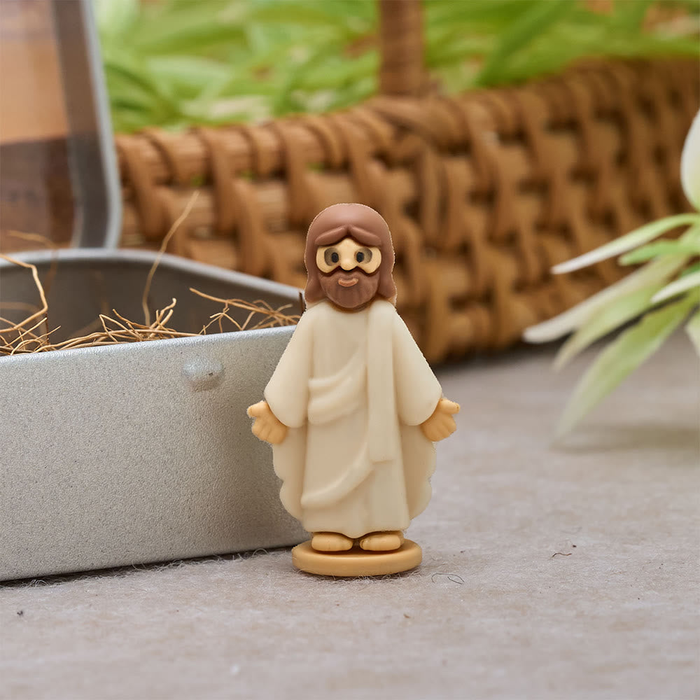 Christianartworkshop Set di statuine in miniatura del presepe con scatola di latta portatile: un simbolo della storia del Natale. - image 4
