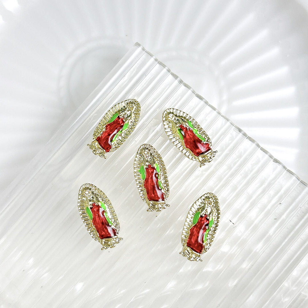 Christianartworkshop Ciondoli per nail art con l'immagine della Madonna di Guadalupe: percorri il sentiero dello stile sacro. - Rosso (confezione da 10 pezzi) - image 0