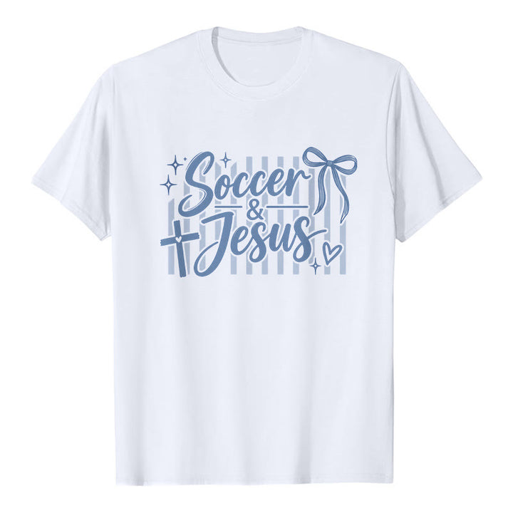 Christianartworkshop Maglietta premium "Calcio e Gesù in stile civetta" - Bianco - 2XL - image 0