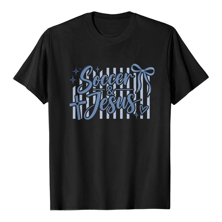 Christianartworkshop Maglietta premium "Calcio e Gesù in stile civetta" - Nero - 2XL - image 8