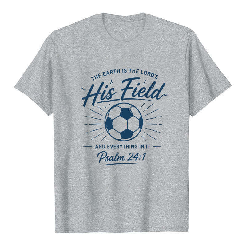 Christianartworkshop Salmo 24:1 Il suo campo Calcio Fede Maglietta a maniche corte premium - Grigio - 2XL - image 8