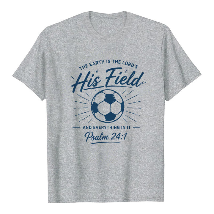 Christianartworkshop Salmo 24:1 Il suo campo Calcio Fede Maglietta a maniche corte premium - Grigio - 2XL - image 8