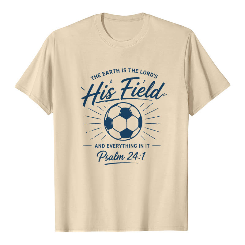 Christianartworkshop Salmo 24:1 Il suo campo Calcio Fede Maglietta a maniche corte premium - Beige - 2XL - image 7
