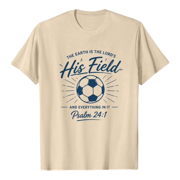 Christianartworkshop Salmo 24:1 Il suo campo Calcio Fede Maglietta a maniche corte premium - Beige - 2XL - image 7