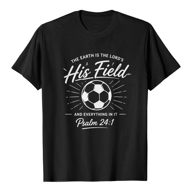 Christianartworkshop Salmo 24:1 Il suo campo Calcio Fede Maglietta a maniche corte premium - Nero - 2XL - image 0