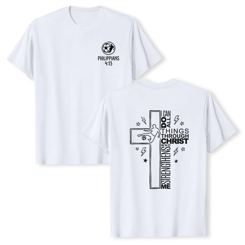 Christianartworkshop Maglietta a maniche corte premium con croce da calcio (Filippesi 4:13) - Bianco - 2XL - image 6