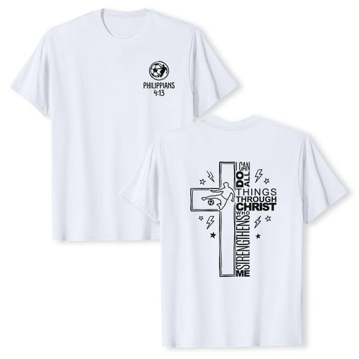 Christianartworkshop Maglietta a maniche corte premium con croce da calcio (Filippesi 4:13) - Bianco - 2XL - image 6