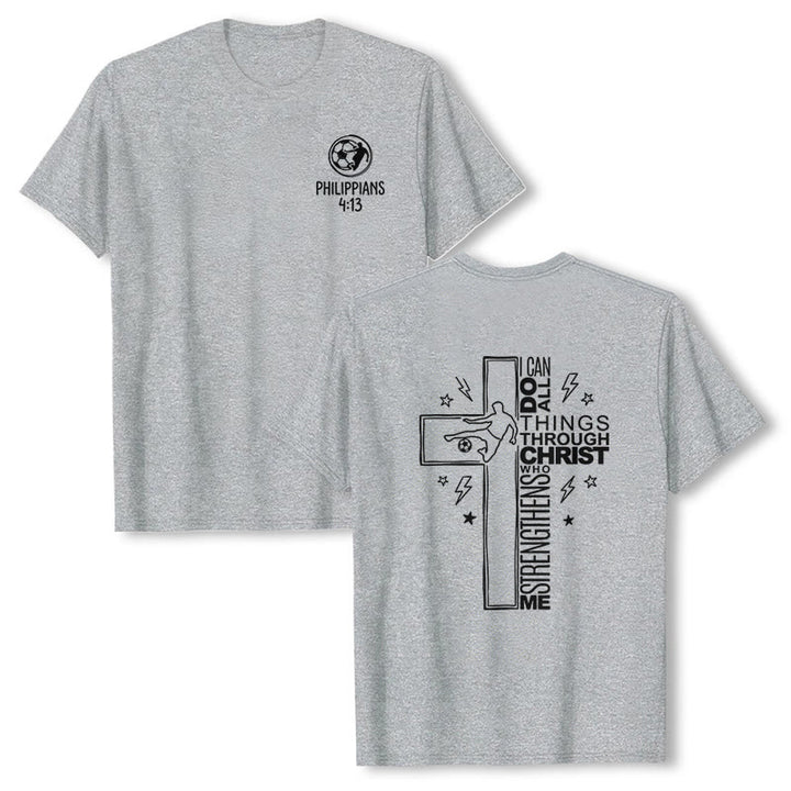 Christianartworkshop Maglietta a maniche corte premium con croce da calcio (Filippesi 4:13) - Grigio - 2XL - image 0