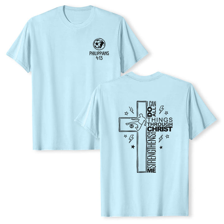 Christianartworkshop Maglietta a maniche corte premium con croce da calcio (Filippesi 4:13) - Blu - 2XL - image 21