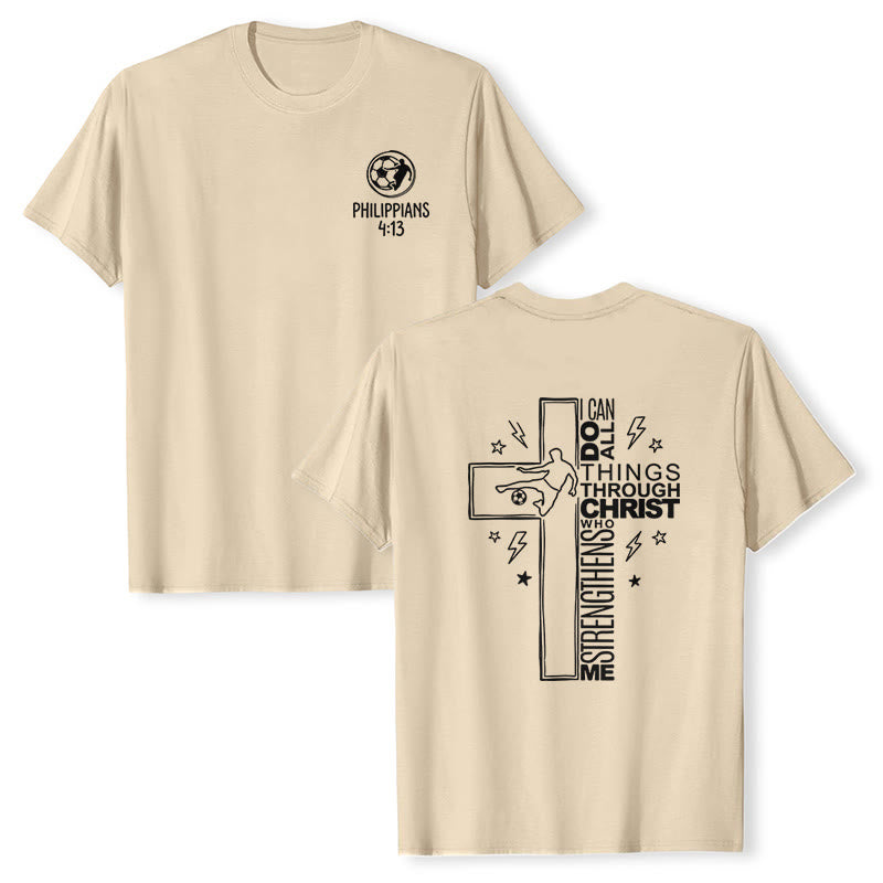 Christianartworkshop Maglietta a maniche corte premium con croce da calcio (Filippesi 4:13) - Beige - 2XL - image 24