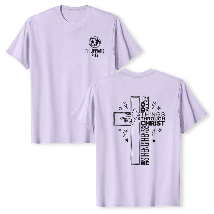 Christianartworkshop Maglietta a maniche corte premium con croce da calcio (Filippesi 4:13) - Viola - 2XL - image 12