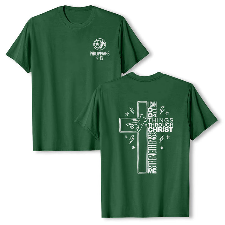 Christianartworkshop Maglietta a maniche corte premium con croce da calcio (Filippesi 4:13) - Verde scuro - 2XL - image 18