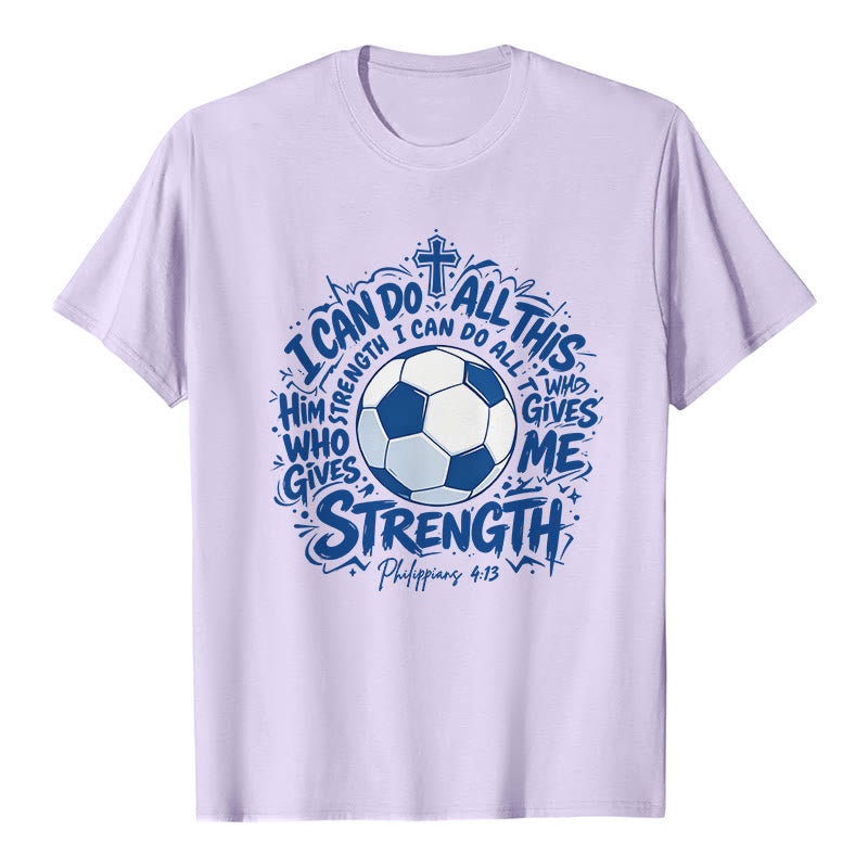 Christianartworkshop Maglietta premium "Attraverso Colui che mi dà forza - Calcio e fede" - Viola - 2XL - image 3
