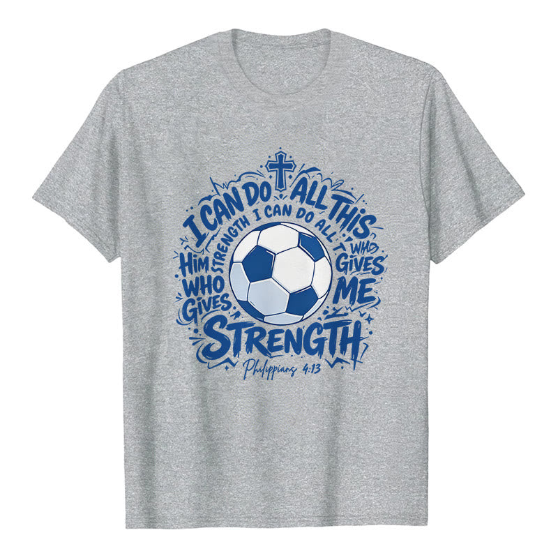 Christianartworkshop Maglietta premium "Attraverso Colui che mi dà forza - Calcio e fede" - Grigio - 2XL - image 8