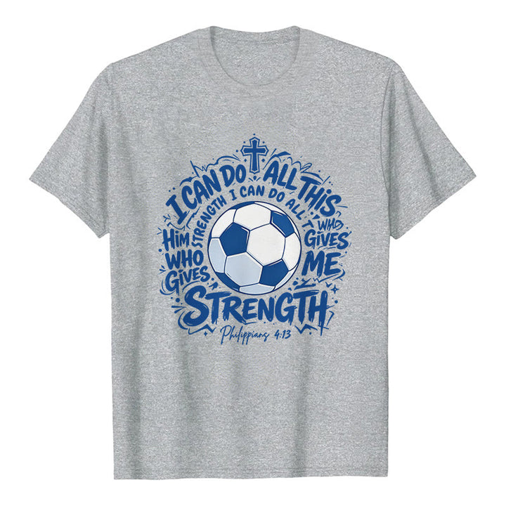 Christianartworkshop Maglietta premium "Attraverso Colui che mi dà forza - Calcio e fede" - Grigio - 2XL - image 8