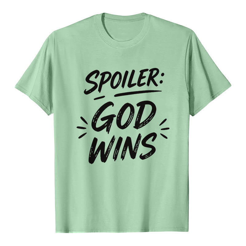 Christianartworkshop Spoiler: Maglietta a maniche corte premium "God Wins" - Verde chiaro - 2XL - image 5