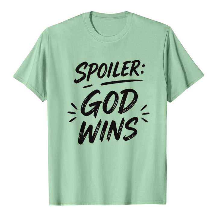 Christianartworkshop Spoiler: Maglietta a maniche corte premium "God Wins" - Verde chiaro - 2XL - image 5
