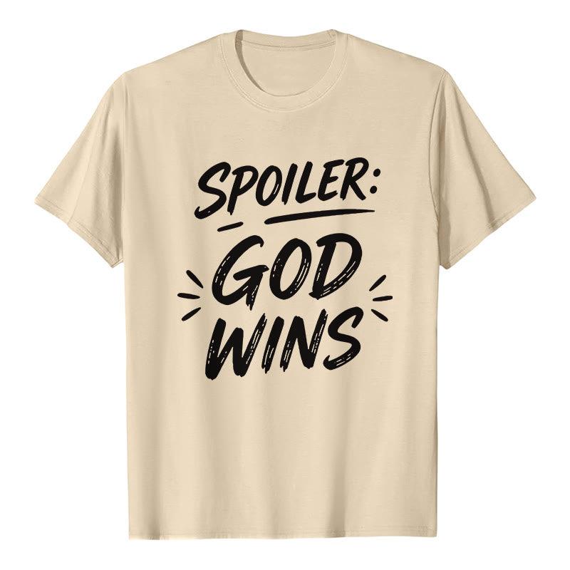 Christianartworkshop Spoiler: Maglietta a maniche corte premium "God Wins" - Beige - 2XL - image 8
