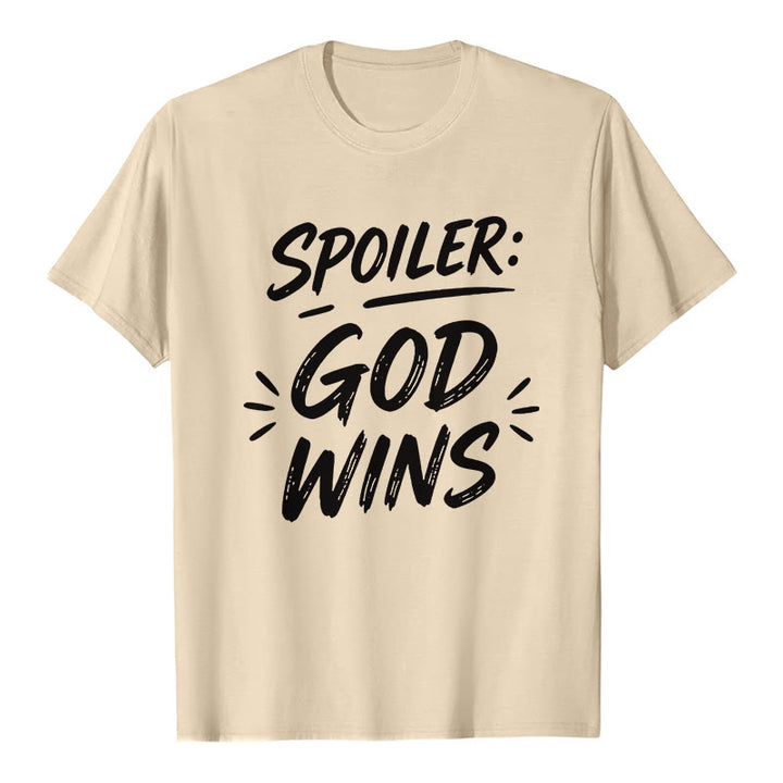 Christianartworkshop Spoiler: Maglietta a maniche corte premium "God Wins" - Beige - 2XL - image 8