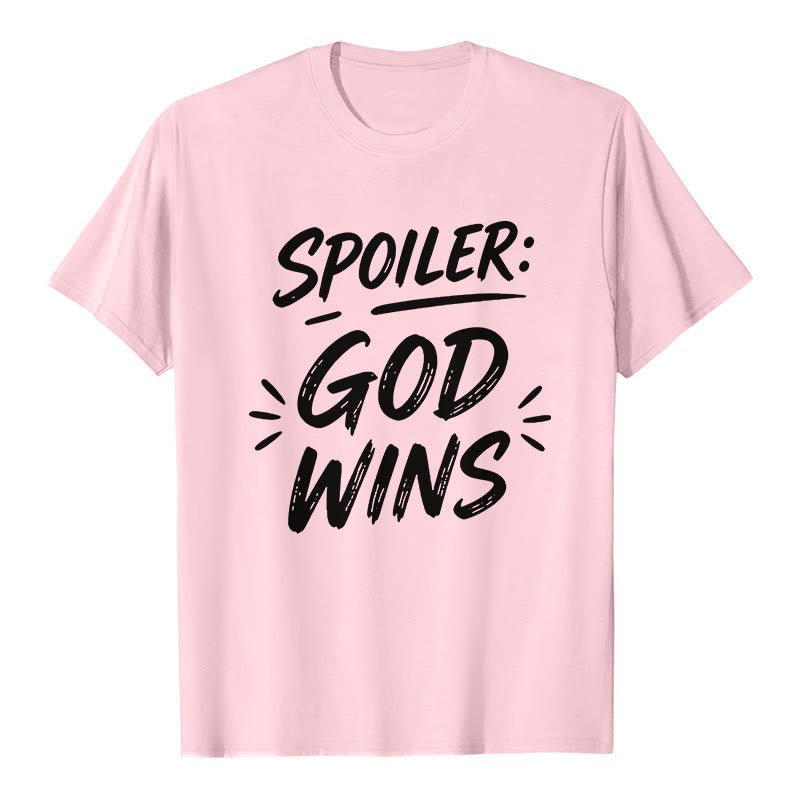 Christianartworkshop Spoiler: Maglietta a maniche corte premium "God Wins" - Rosa - 2XL - image 3
