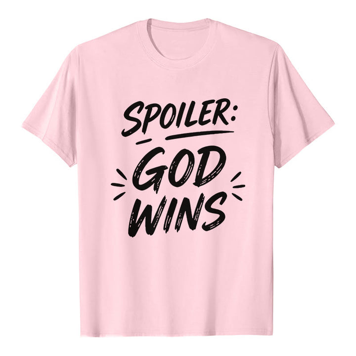 Christianartworkshop Spoiler: Maglietta a maniche corte premium "God Wins" - Rosa - 2XL - image 3