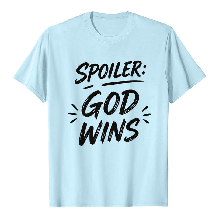 Christianartworkshop Spoiler: Maglietta a maniche corte premium "God Wins" - Blu - 2XL - image 7