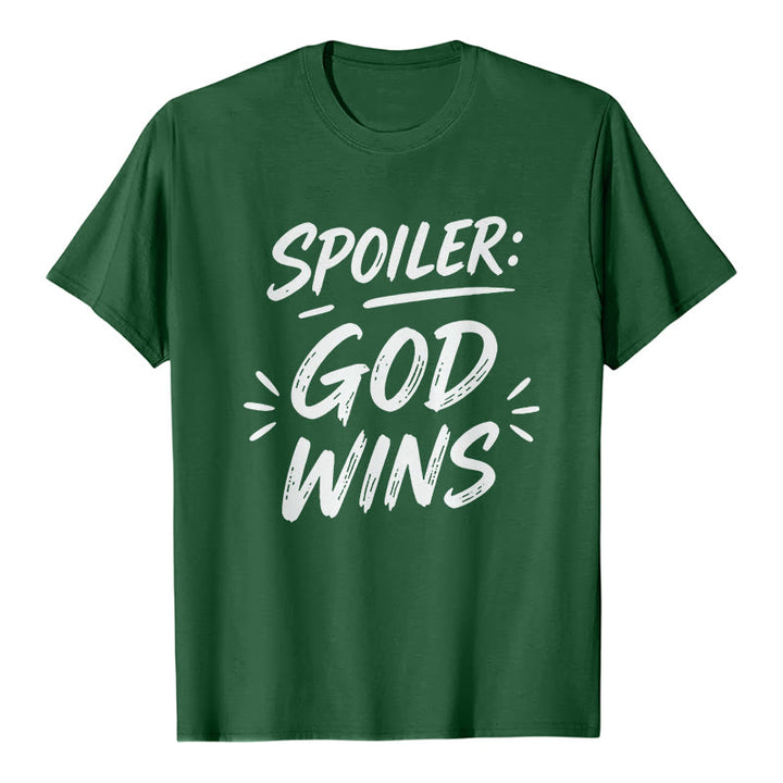 Christianartworkshop Spoiler: Maglietta a maniche corte premium "God Wins" - Verde scuro - 2XL - image 6