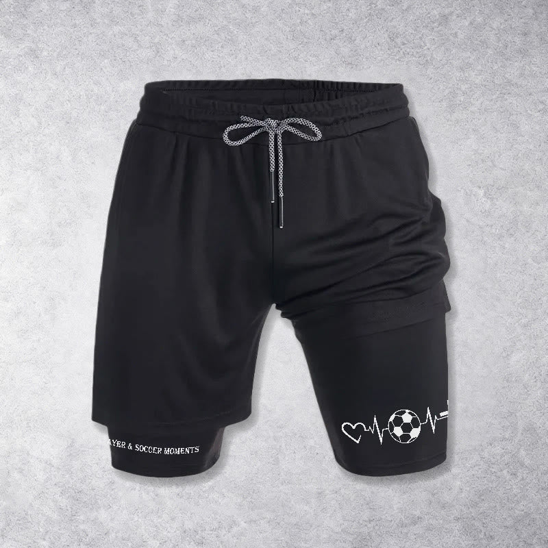Christianartworkshop Pantaloncini sportivi a strati Soccer & Faith Heartbeat Cross - Nero - 3XL - image 9