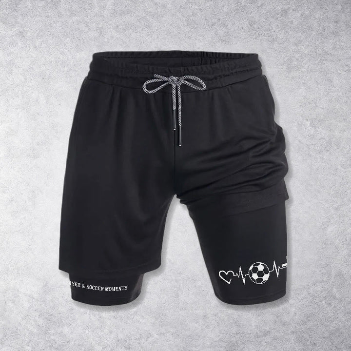 Christianartworkshop Pantaloncini sportivi a strati Soccer & Faith Heartbeat Cross - Nero - 3XL - image 9