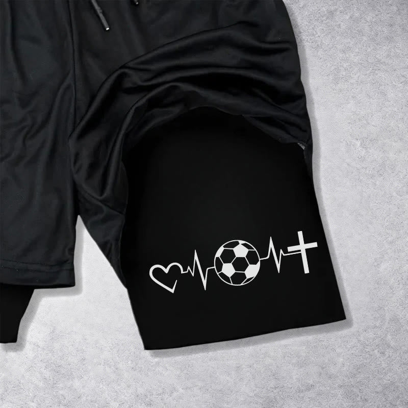 Christianartworkshop Pantaloncini sportivi a strati Soccer & Faith Heartbeat Cross - image 15