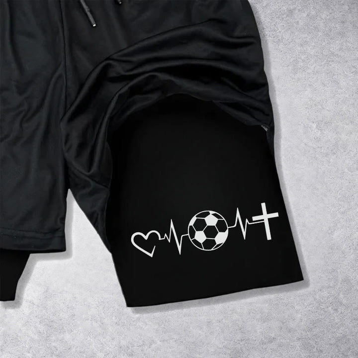 Christianartworkshop Pantaloncini sportivi a strati Soccer & Faith Heartbeat Cross - image 15