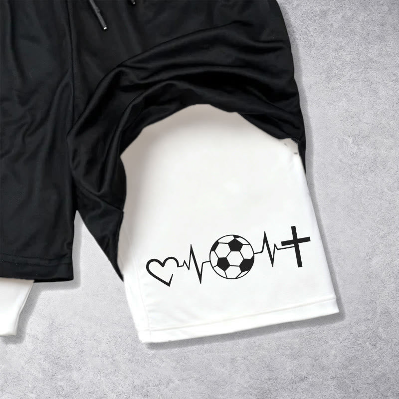 Christianartworkshop Pantaloncini sportivi a strati Soccer & Faith Heartbeat Cross - image 6