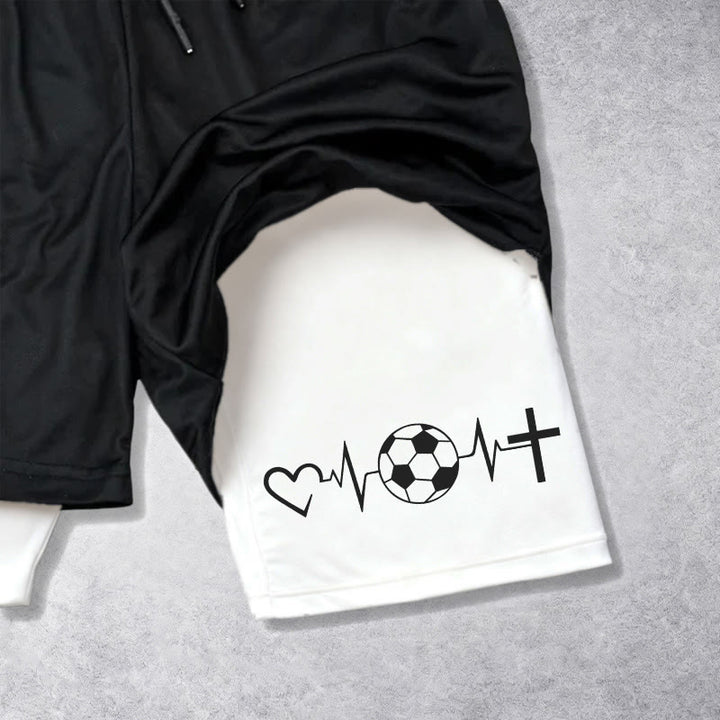 Christianartworkshop Pantaloncini sportivi a strati Soccer & Faith Heartbeat Cross - image 6