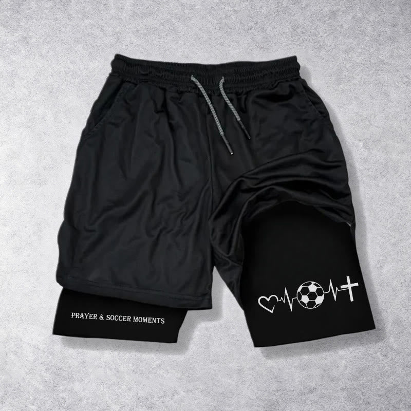 Christianartworkshop Pantaloncini sportivi a strati Soccer & Faith Heartbeat Cross - image 10