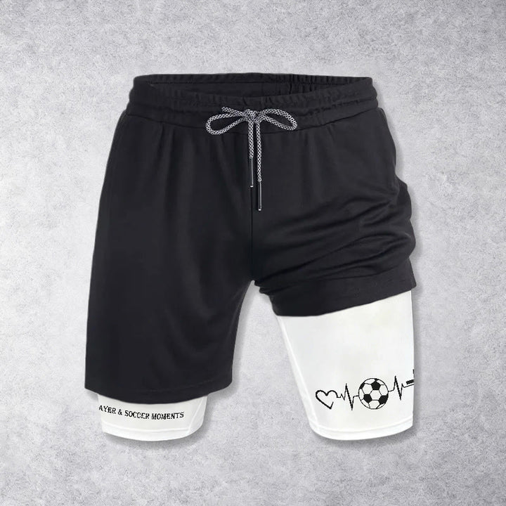 Christianartworkshop Pantaloncini sportivi a strati Soccer & Faith Heartbeat Cross - Bianco - 3XL - image 0