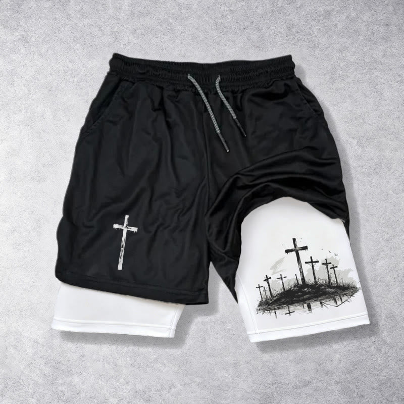 Christianartworkshop Calvary Cross Scene Performance Layered Shorts - Bianco - 3XL - image 0