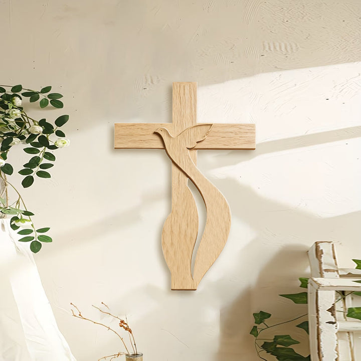 Christianartworkshop - Croce da parete in legno di alta qualità con stampa della colomba dello Spirito Santo - image 1