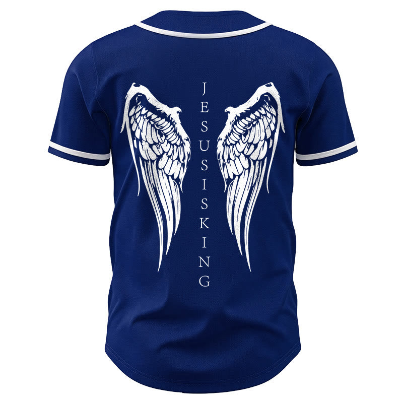 Christianartworkshop Gesù è Re Ali d'angelo Croce Dichiarazione di fede Maglia da baseball personalizzata - image 13
