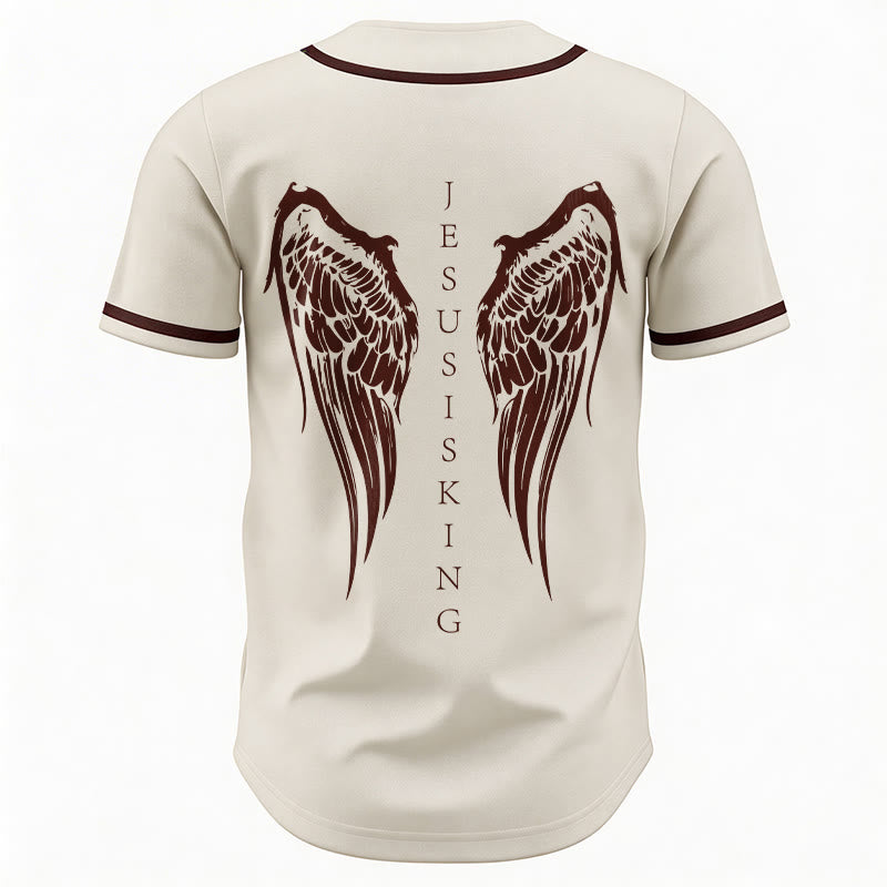 Christianartworkshop Gesù è Re Ali d'angelo Croce Dichiarazione di fede Maglia da baseball personalizzata - image 20