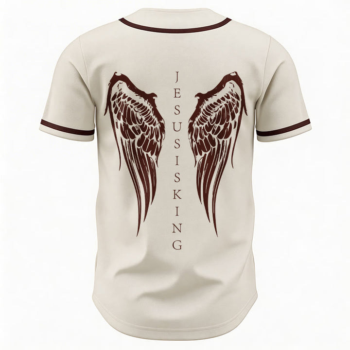 Christianartworkshop Gesù è Re Ali d'angelo Croce Dichiarazione di fede Maglia da baseball personalizzata - image 20