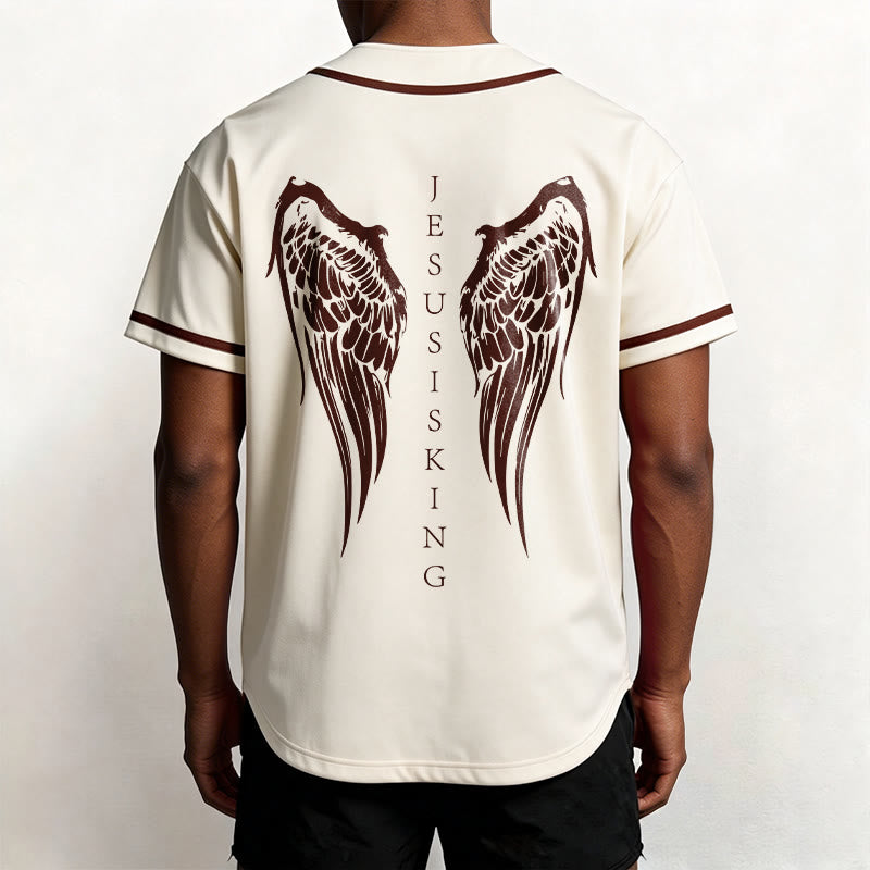Christianartworkshop Gesù è Re Ali d'angelo Croce Dichiarazione di fede Maglia da baseball personalizzata - image 18