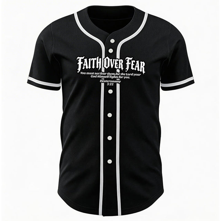 Christianartworkshop Fede al di sopra della paura Deuteronomio 3:22 Maglia da baseball con corona di spine e croce - image 10