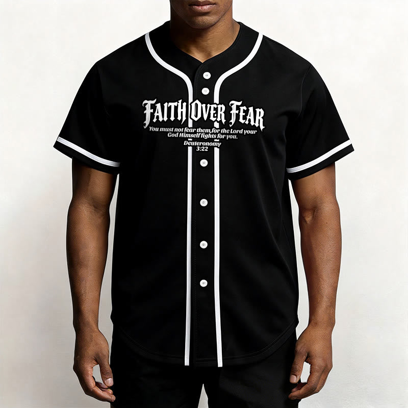 Christianartworkshop Fede al di sopra della paura Deuteronomio 3:22 Maglia da baseball con corona di spine e croce - image 8